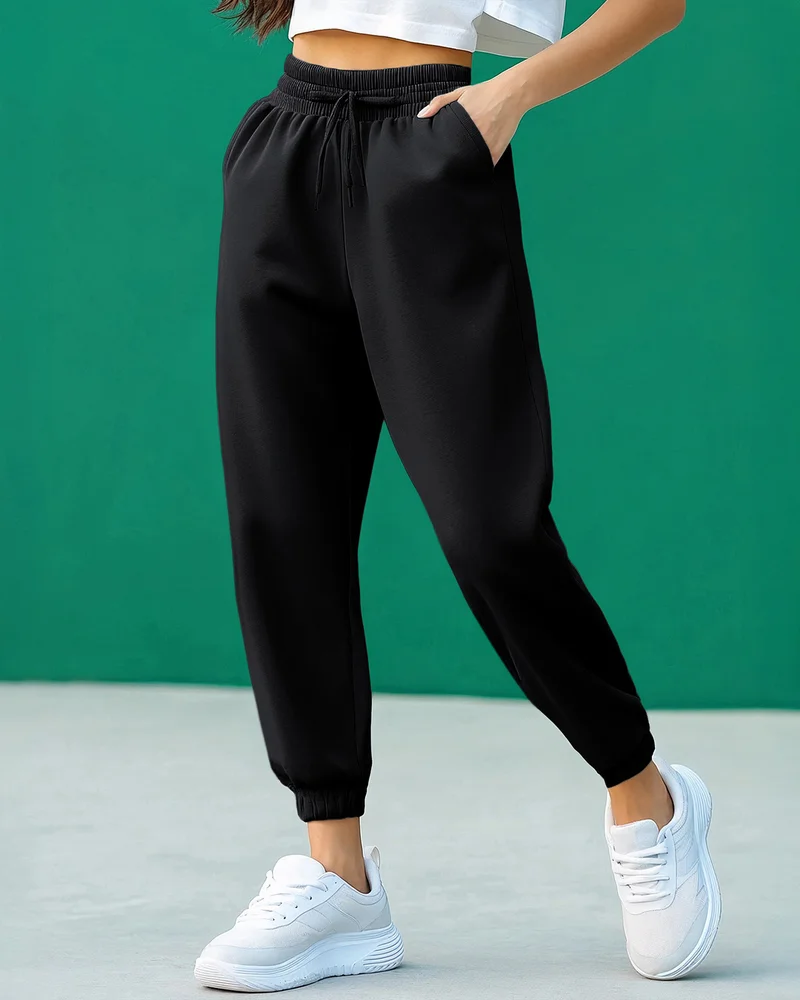 bewakoof Women's Black Oversized Joggers